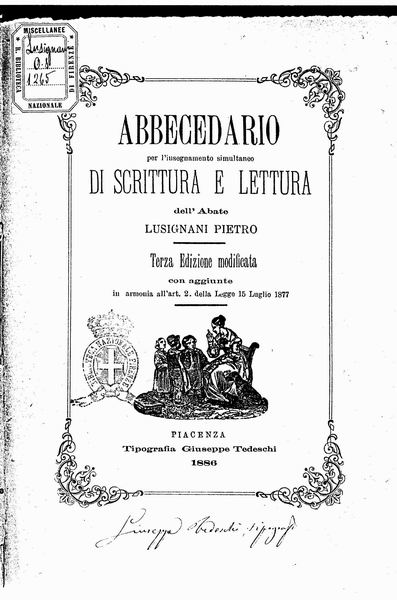 le immagini di:
Abbecedario per l'insegnamento simultaneo di scrittura e Lettura